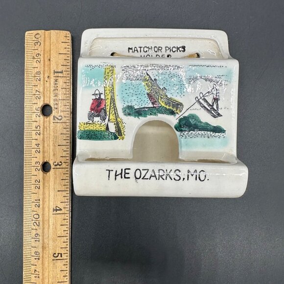 Vintage Match Toothpick Holder Ozarks Missouri Souvenir Mid Century Kitsch - Picture 6 of 8